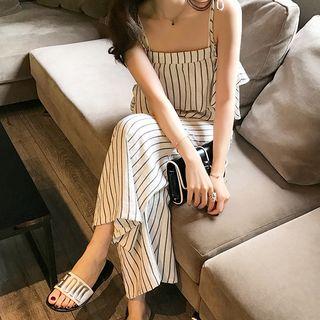 Set: Striped Tank Top + Straight Cut Pants