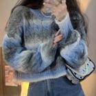Tie-dye Cable Knit Cropped Sweater