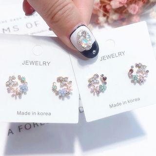Rhinestone Flower Mini Hoop Earring