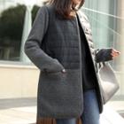 Padded-panel Wool Blend Cardigan