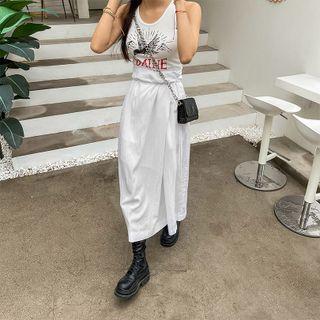 A-line Textured Long Wrap Skirt