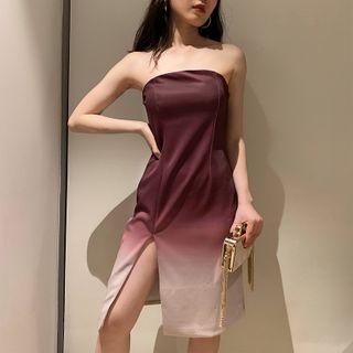Gradient Midi A-line Tube Dress