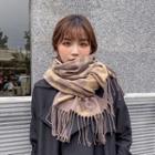 Heart Print Fringed Shawl