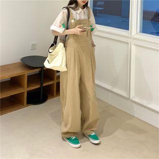 Short-sleeve Cartoon Print Shirt / Wide-leg Jumper Pants
