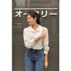 Peter Pan-collar Cotton Blouse Ivory - One Size