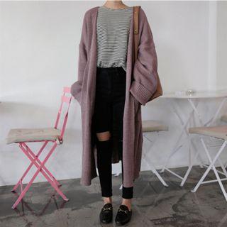 Plain Long Loose-fit Cardigan