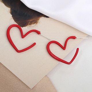 Alloy Heart Earring A432 - Red - One Size