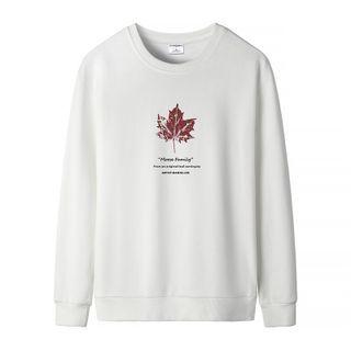 Round Neck Leaf Print Sweatshirt