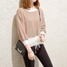 Striped Lace Up Detail Sweater