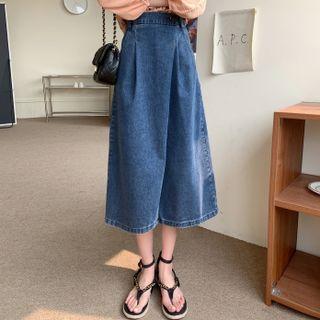 Medium Long Denim A-line Skirt