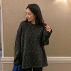 Drop-shoulder M Lange Knit T-shirt Charcoal Gray - One Size