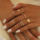Set Of 8 : Alloy Ring (assorted Designs) X04-02-48 - Set Of 8 - Gold - One Size