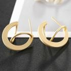 Metal C-shaped Stud Earring 1 Pair - Stud Earring - Gold - One Size