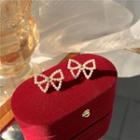 Bow Faux Pearl Earring 1 Pair - Stud Earring - White - One Size