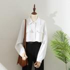 Long-sleeve Plain Dual-pocket Shirt