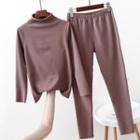 Set: Long-sleeve Mock Two Piece T-shirt + Sweatpants