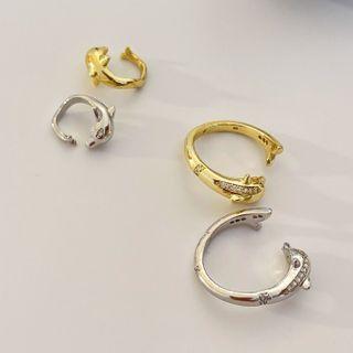Dolphin Rhinestone Cuff Earring / Open Ring