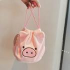 Chenille Pig Drawstring Pouch