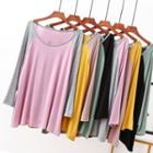 Long Sleeve Round Neck Color Panel T-shirt