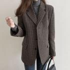 Woolen Fabric Plaid Blazer