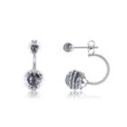 925 Sterling Silver Simple Fashion Geometric Round Earrings With White Austrian Element Crystal Silver - One Size