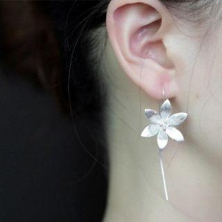 Flower Sterling Silver Dangle Earring 1 Pair - Silver - One Size