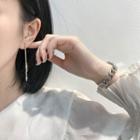 Rhinestone Bar Fringed Earring 1 Pair - Tassel - One Size