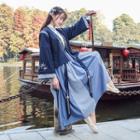 Long-sleeve Hanfu Top / Open-front Jacket / Midi Skirt / Set