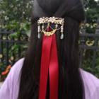 Faux Pearl Flower Strappy Hair Clip Red - One Size