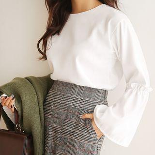 Wide Ruffle-sleeve Top