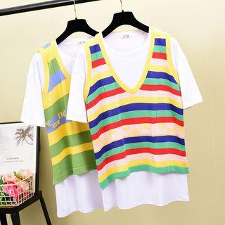 Lettering Knit Top / Short-sleeve T-shirt
