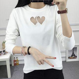 Heart Perforated Long Sleeve T-shirt