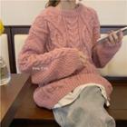 Crew Neck Long-sleeve Cable-knit Sweater