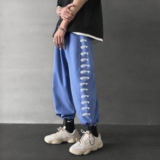 Drawstring-cuff Printed Pants