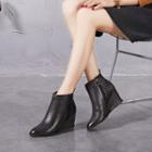 Genuine Leather Platform Wedge Short Boots
