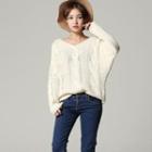 V-neck Cable Knit Top