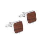 Simple High-grade Wooden Geometric Square Cufflinks Silver - One Size