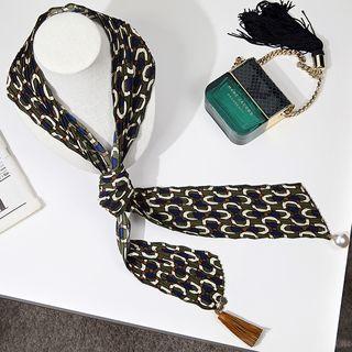 Leather Drop Printed Slim Scarf