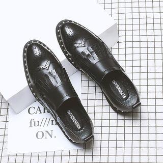 Genuine-leather Fringed Wingtip Casual Shoes