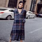Plaid Lapel Coatdress