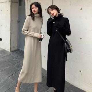 Mock-turtleneck Midi Sweater Dress