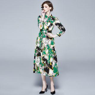 Printed A-line Midi Shirtdress