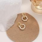 Faux Pearl Hoop Dangle Earring 1 Pair - 925 Silver Needle Earring - White Faux Pearl Ring - Gold - One Size