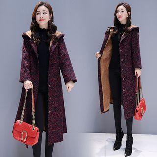 Hooded A-line Single-breasted Coat