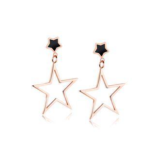 Simple And Fashion Plated Rose Gold Hollow Stars 316l Stainless Steel Earrings Rose Gold - One Size