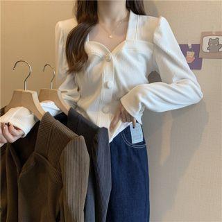 Square Neck Button-up Blouse
