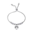 Simple Personality Geometric Round Tree Of Life 316l Stainless Steel Bracelet With Cubic Zirconia Silver - One Size