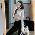 Set: Long-sleeve Cutout T-shirt + Sweatpants