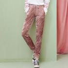Ribbon Trim Velvet Sweatpants