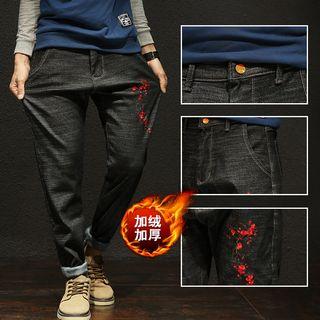 Floral Embroidered Straight Cut Jeans